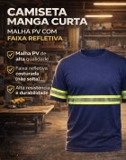 Camiseta Manga Curta Malha PV com Faixa Refletiva - Uniforme Profissional
