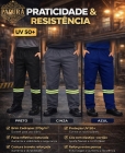Calça de Brim com Faixa Refletiva - Uniforme Profissional